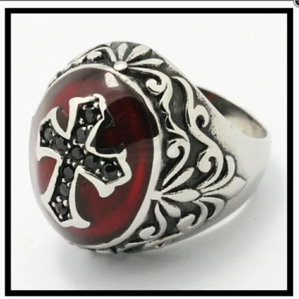 Men's Stainless Steel Cross Ring